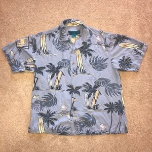 Paradise Blue Mens Silk Hawaiian Shirt